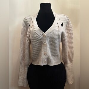 Textured Cream Cropped Sweater – Neutral Knit Cardigan